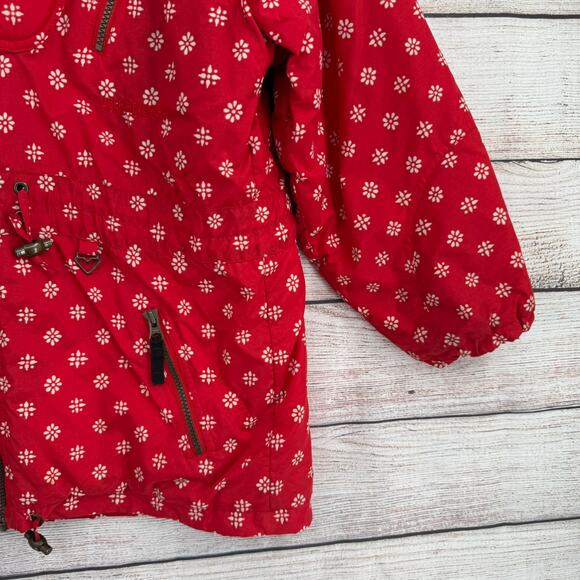 Obermeyer Snow Flake Print Ski Snowboard Jacket Juniors 12 Red White Youth - Picture 5 of 15